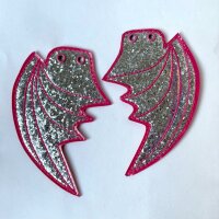 Dragonwings pink silver glitter